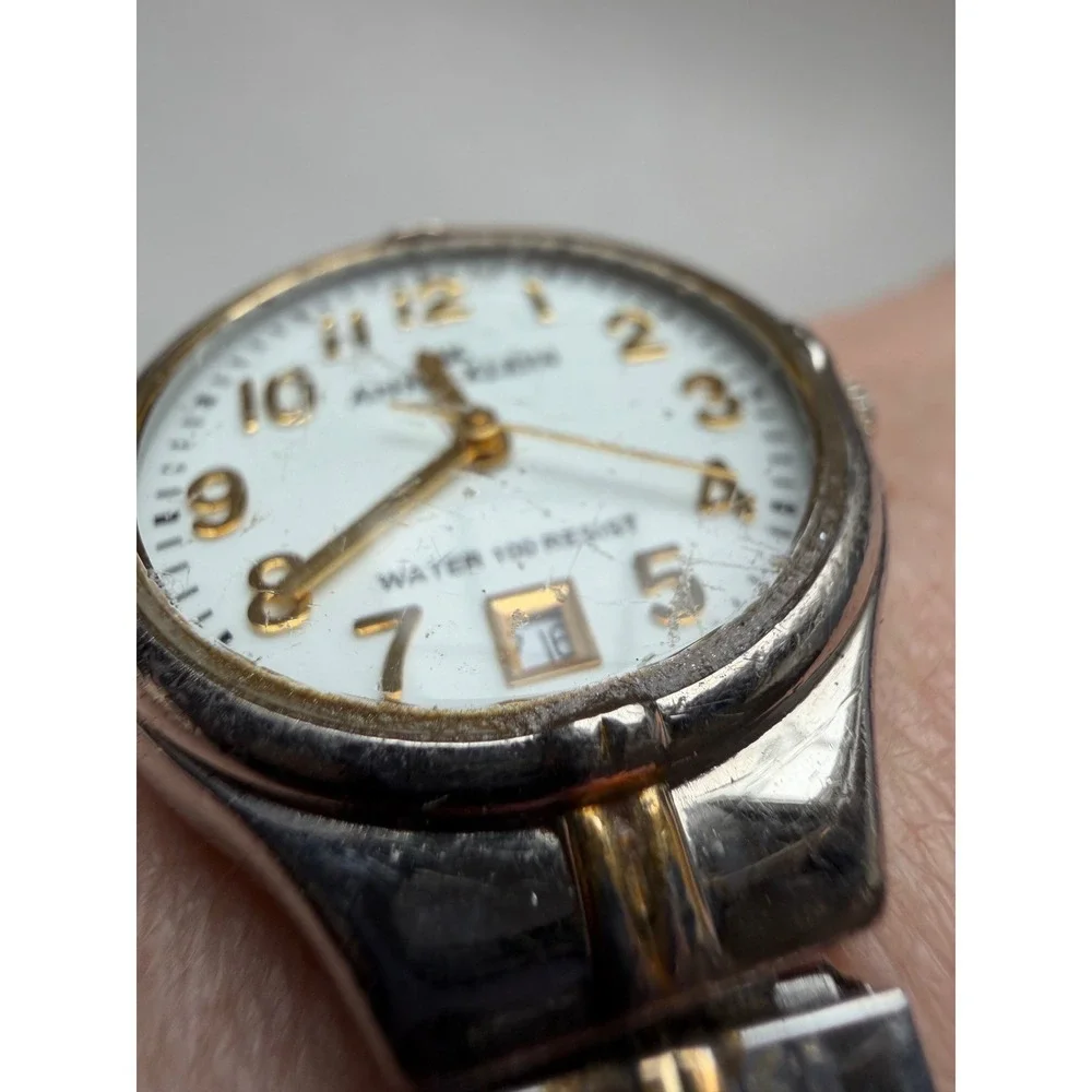 Anne Klein Wrist Watch Womens‎ Silver Gold Two Tone Date Vintage Expandable